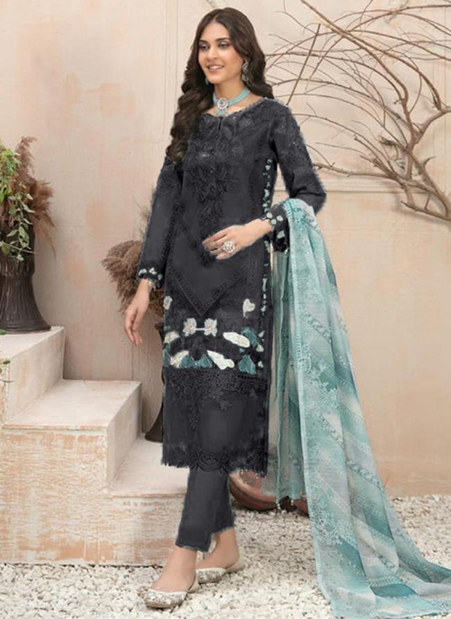 Organza Black Festival Wear Embroidery Work Readymade Pakistani Suit